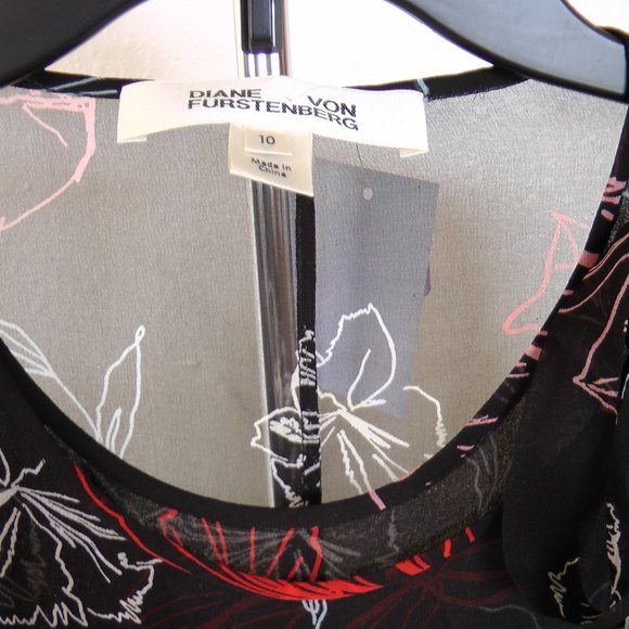 Diane von Furstenberg Sheer Tie Neck Silk Blouse - Picture 9 of 11